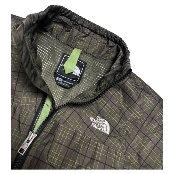 The North Face Nylon Windbreaker Jacket Check Print Zipper Green - Size Small - Picture 2 of 6